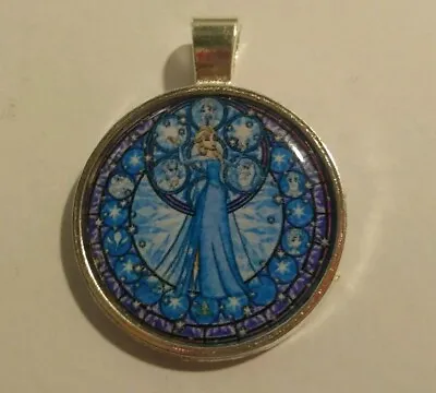 Buy Kingdom Hearts 2 3 Themed Disney Stained Glass Necklace Keyring Frozen Elsa  • 3.49£