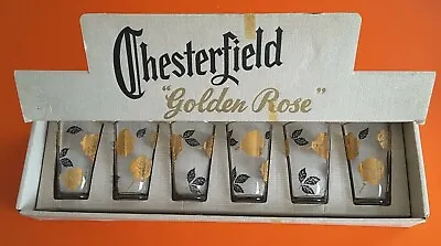 Buy 6 Vintage Retro 1950s Chesterfield Golden Rose Printed Drinking Glasses Tumblers • 22£