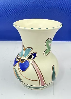 Buy Vase Honiton Devon Studio Pottery IRIS Flowers Design Approx 5  Tall Ceramic • 28.97£