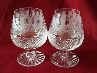 Buy Edinburgh Crystal Thistle Pattern - Pair Of Brandy Glasses - Signed • 120£