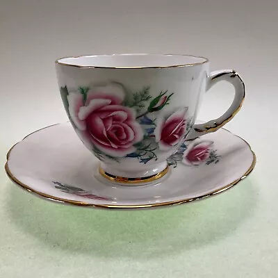 Buy Delphine Fine Bone China Tea Cup & Saucer - Pink Roses - England • 14.17£