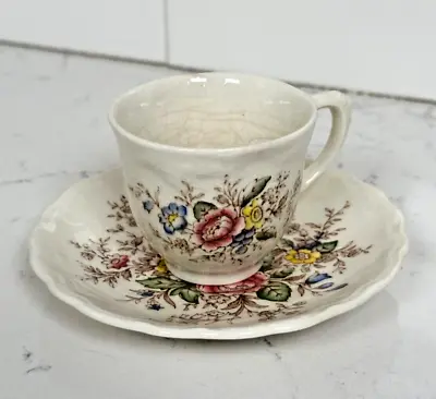 Buy Tiny Demitasse Cup & Saucer By Crown Ducal Ware - Wilmslow Pattern - England • 14.46£