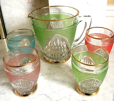 Buy Vintage Glassware C 1940's Tableware Lemonade Set,Cordial Set,Squash Set Frosted • 49.99£