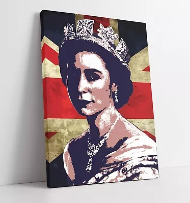 Buy Queen Elizabeth Ii Pop Art Union Jack -deep Framed Canvas Wall Art Picture Print • 89.99£
