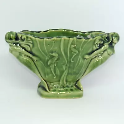 Buy Wade -  Mini Green Porcelain Mermaid Seahorse Posy Boat Vase - 1950's • 26.89£