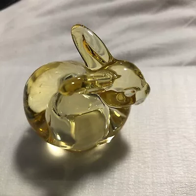 Buy Vintag Glass Rabbit Figurine Yellow With Hollow 4.5 X5 Cm Unmarked • 5.99£