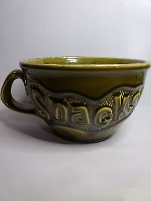 Buy Vintage McCoy SNACKS Bowl Handled Popcorn Serving #7521 Green 1970's Pottery  • 22.21£