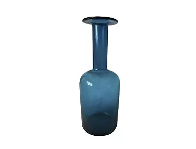Buy HOLMEGAARD Otto Brauer Turquoise Blue Glass Gulvvase Gul Vase 60s Vintage 25cm • 39£