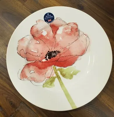 Buy NEW (4) Royal Stafford Red Poppy 11” Dinner Plates Spring Home Decor • 75.89£