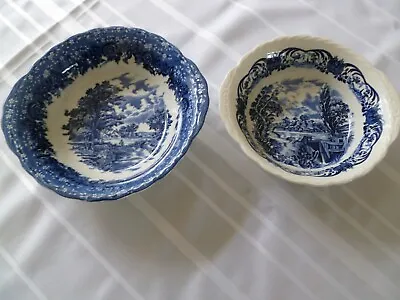 Buy 2 Vintage GRINDLEY Blue And White Scene Bowls • 4.50£