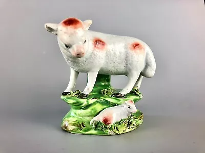 Buy A Possibly Unique C.1825 Staffordshire Sheep And Lamb Without Bocage. • 1£