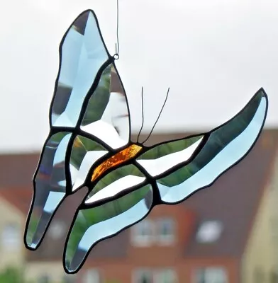 Buy Leaded Glass Window Image Faceted Butterfly Suncatcher Art IN • 38.98£