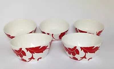 Buy Marks And Spencer Red Damask Bowls X 5 • 17.95£