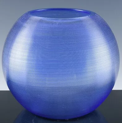 Buy V.FINE C1930 ART DECO CZECH COBALT BLUE FINE SPIRAL RIB PATTERN ART GLASS VASE • 6.83£
