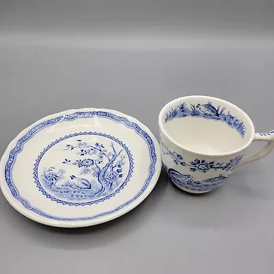 Buy Antique Furnivals Quail Blue Teacup & Saucer • 23.05£