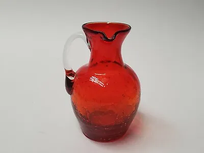 Buy Vintage Amberina Crackle Pitcher Hand Blown Art Glass Collectible Glassware • 20.82£