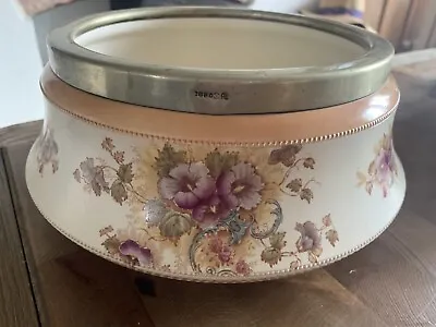 Buy S F Fielding (Crown Devon) Antique Posy Bowl With Silver Plated Rim • 22£