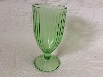 Buy Vintage Hazel Atlas Green Ribbed Pedestal Footed Sherbet Glass  • 5.65£