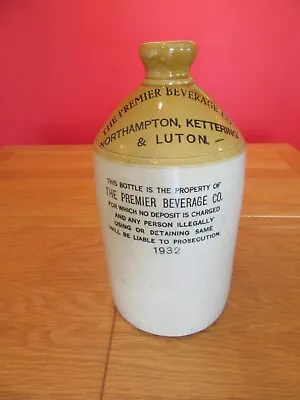 Buy Vintage Stoneware The Premier Beverage Co Luton Kettering 1932 Flagon Jug • 25£