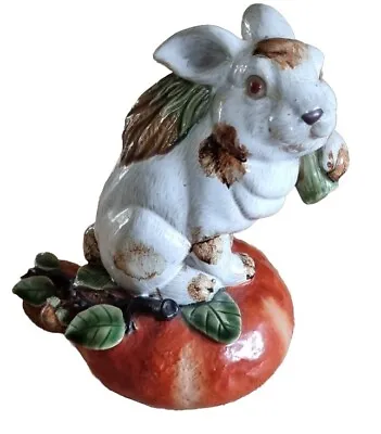Buy Vintage Italian Majolica Rabbit On Pumpkin Figure Centerpiece Vibrant Colours • 95£