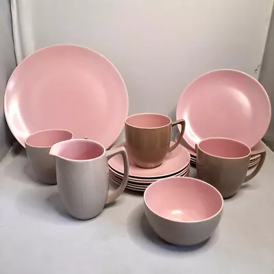 Buy Vintage Branksome Part Tea Set - Pink & Grey - 5 Side Plates, 6 Saucers, 3 Cups • 6.99£