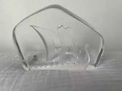 Buy Mats Jonasson Swedish Art Glass Viking Ship Paperweight Label/signed Please Read • 12.99£