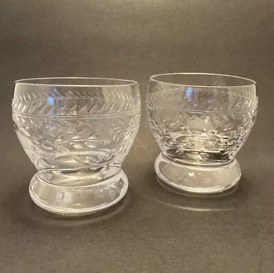 Buy Vintage Small Footed Etched Tumblers Pair • 10£