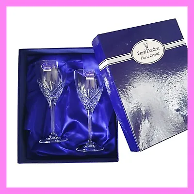 Buy Royal Doulton Finest Crystal Glass Wine Goblets Hellene In Box Pair Set Of 2 • 56.69£