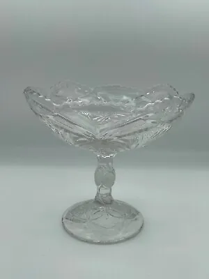Buy VINTAGE Brilliant Cut Glass Tall Pedestal Compote Bowl Candy Dish 6 Inch • 42.63£