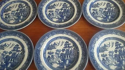 Buy  Set Of 6@Look@ Johnson Bro Willow Pattern  Luncheon Dinner  9inch Plates In PC  • 49.99£