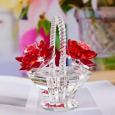 Buy Sparkling Flower Basket Crystal Ornament Figurine Decor Statue Paperweight 3D • 15.29£