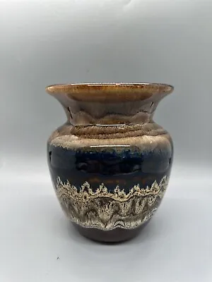 Buy Royal Haeger 1960s Art Pottery Brown Beige Blue Drip Ceramic Vase • 43.16£