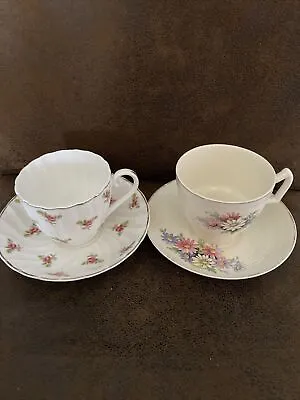 Buy VINTAGE 2x Tea CUPs & SAUCERs MADE IN ENGLAND 1 Set Is George Clews & Co China G • 10.30£