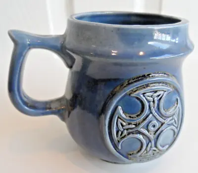 Buy Porthmadog Pottery Welsh Cymru Blue Celtic Cross Mug Cup Art Pottery Gift • 12.50£