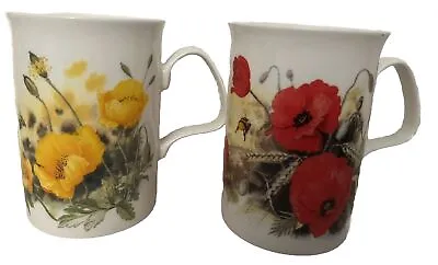 Buy 2 X Roy Kirkham Poppy's Exclusive Floral Flowers Botanical Coffee Mug Tea Cup • 9.99£