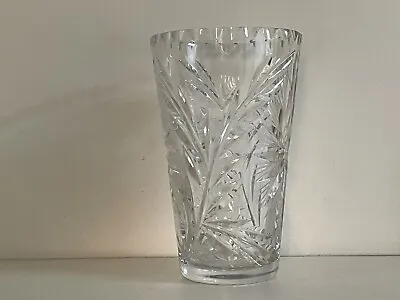 Buy Vintage 1970s Large Heavy Lead Crystal Cut Glass Vase H20.5 X W12 Cm 1395.5g • 38£