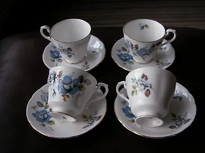 Buy Royal Standard Eng Fine Bone China  Blue Roses  Cup &saucer Duo's X 4 • 6.99£