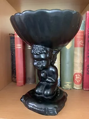 Buy Vintage Dartmouth Pottery Cherub Soap Stand Vase Black Repaired • 19.99£