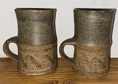 Buy 2 X David Frith Studio Pottery Denbigh  Stoneware Mug Tankard Mugs 11cm  Set #2 • 32.50£