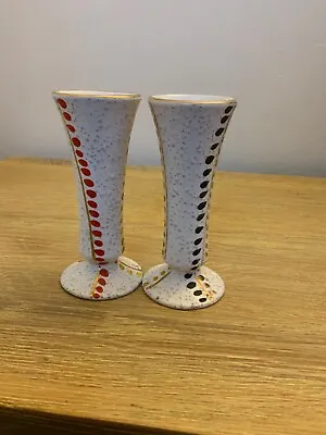 Buy Pair Foreign West German Pottery Vases 171/13 VGC Bud Vases Hand Painted • 14.99£