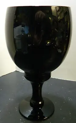 Buy Vintage Large Hand Blown Black Amethyst Glass Goblet / Vase 9 X5 X5  Excellent • 35.70£