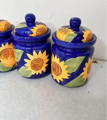 Buy Sunflower Jars Cobalt Blue Ceramic Royal Norfolk Vintage • 9£