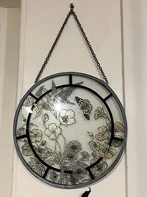 Buy Stained Glass Circular Window Hanging Suncatcher Christmas Floral Butterflies • 5.99£