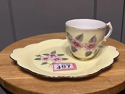 Buy 2pc VTG Stanley Lemon Floral China 200ml Tea Cup & Biscuit Tray/Toast Plate Set • 16.50£