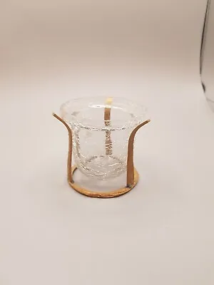 Buy Vintage Crackle Glass & Brass Votive Candle Holder, 3 Inches • 7.99£