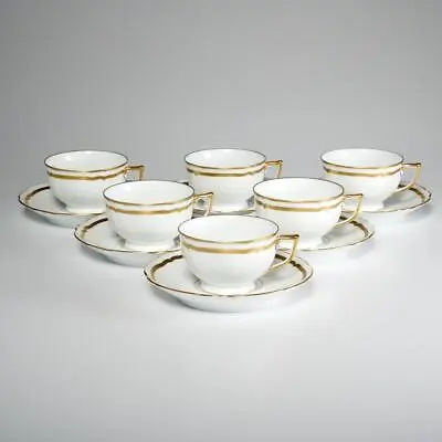 Buy Ceralene Raynaud Limoges Marie Antoinette Gold White 6 Tea Cups 6 Saucers A • 231.63£