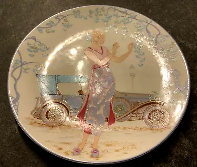 Buy Vintage Poole  Lady With Car  Art Deco Patterned Collectors Plate • 12£