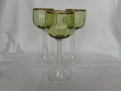 Buy Antique Olive Green Spiral Stem Glassware Wine Cordial Glass 6 Oz • 16.11£