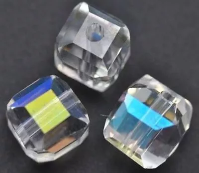 Buy Faceted Square Cube Cut Glass Crystal Beads For Jewellery Making Craft • 4.55£