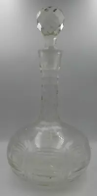 Buy Clear Cut Glass Tall Neck Vintage Wine Drinks Decanter With Stopper • 20£